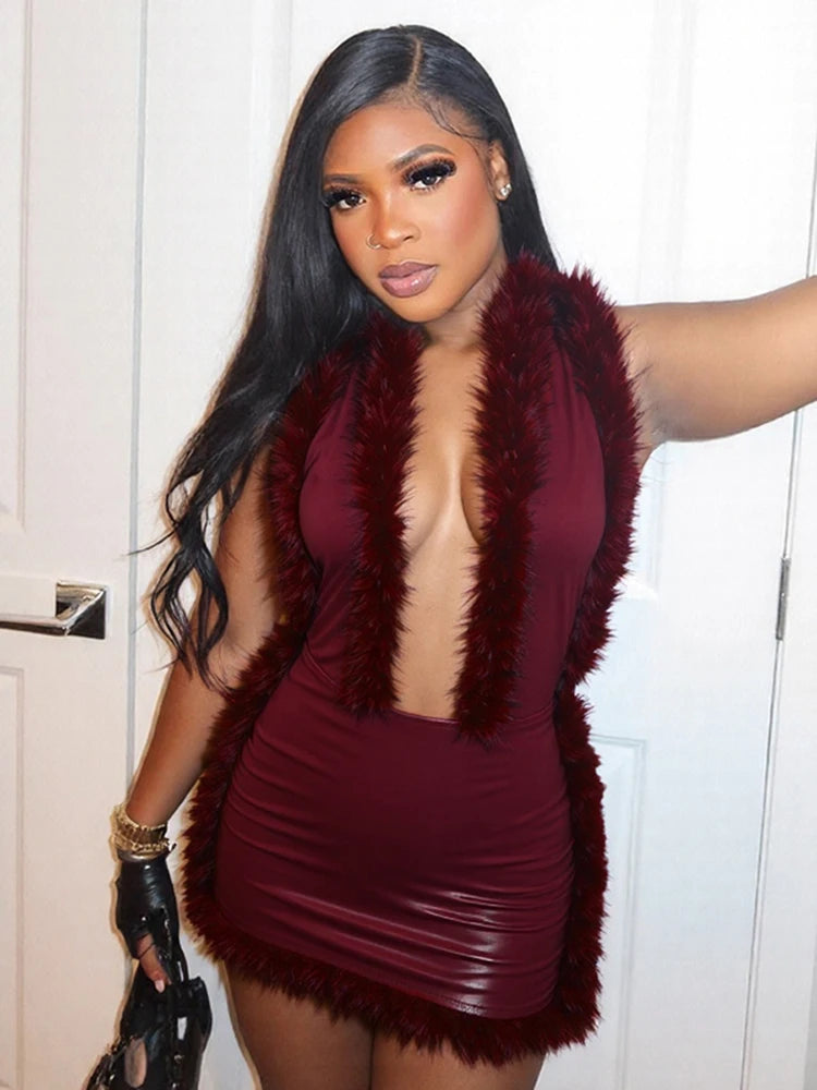 Faux Leather Mini Dress