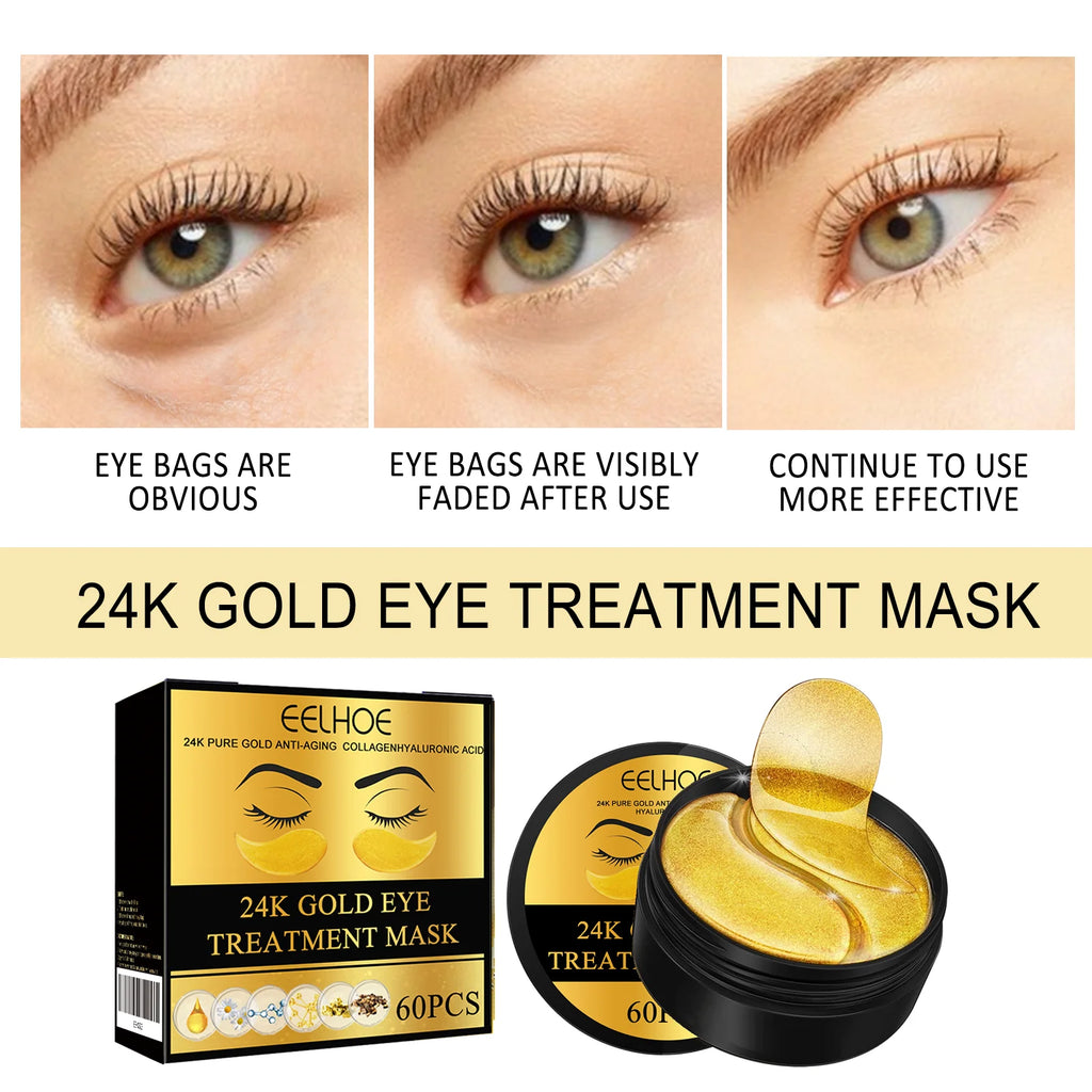 60PCS 24K Gold Eye Mask
