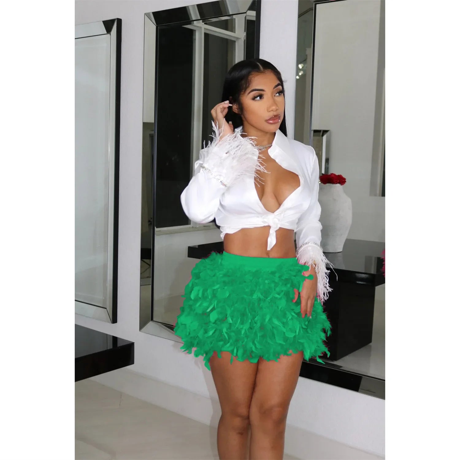 Feather Mini Skirt