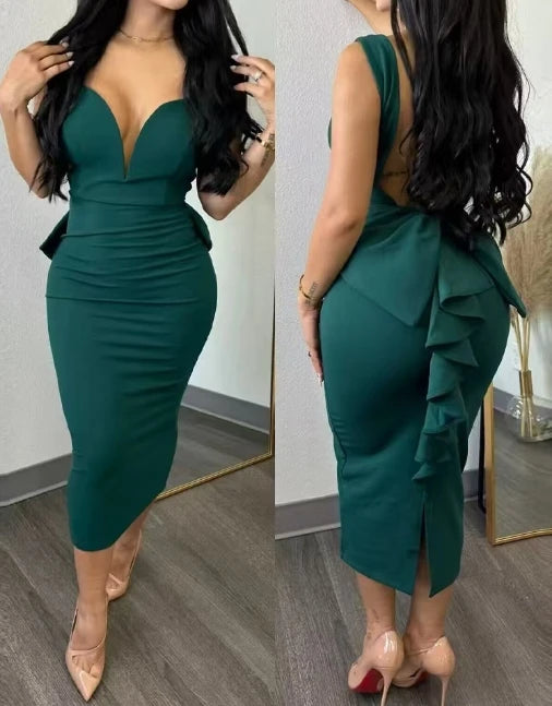 Deep V Split Gown