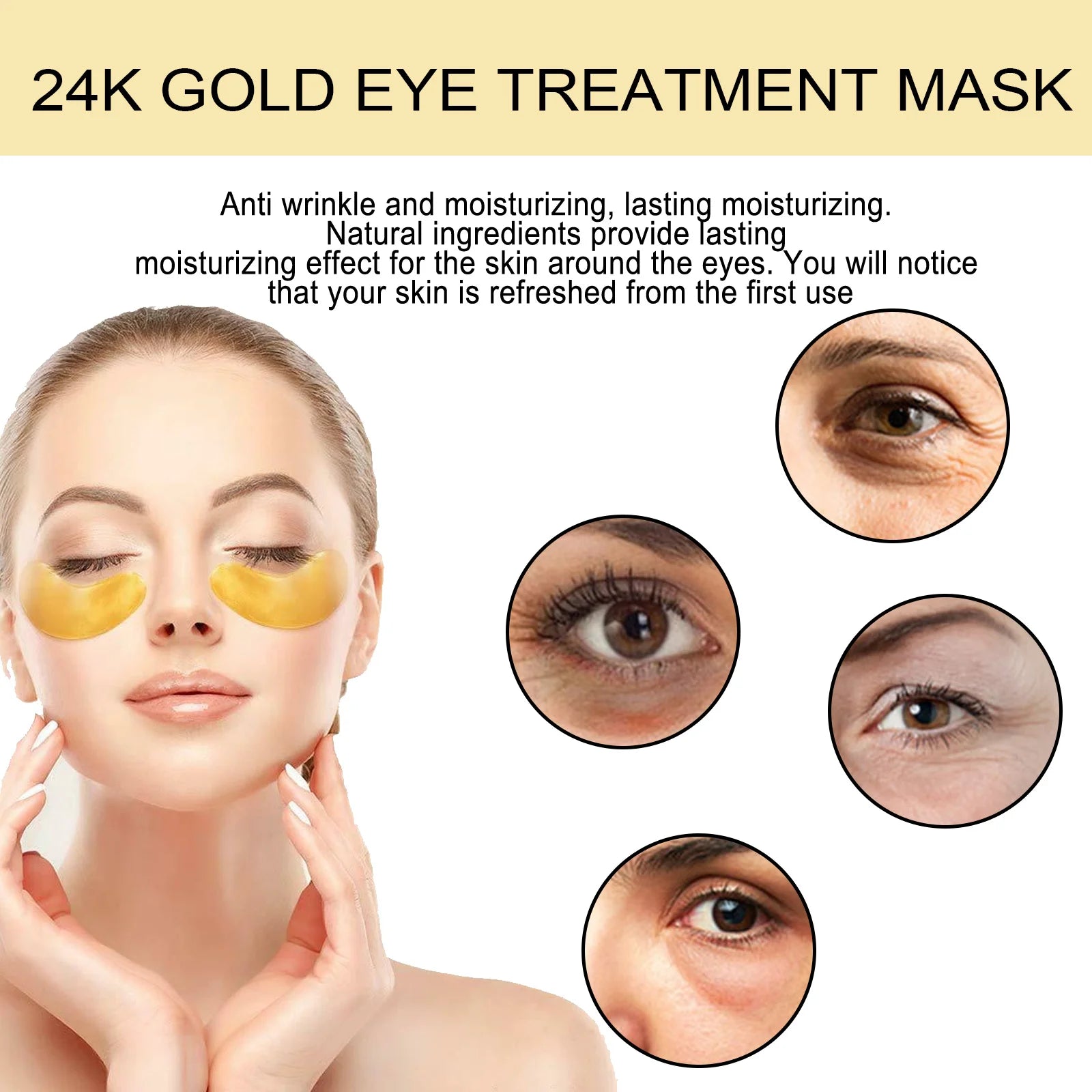 60PCS 24K Gold Eye Mask