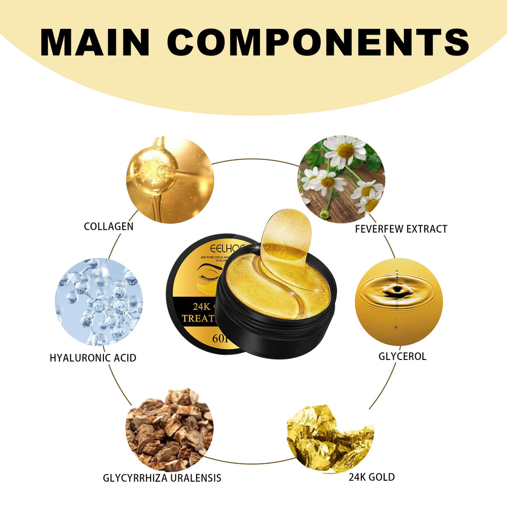 60PCS 24K Gold Eye Mask