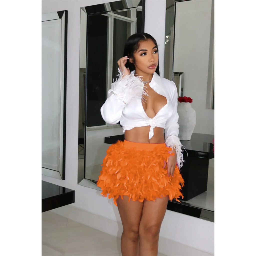 Feather Mini Skirt