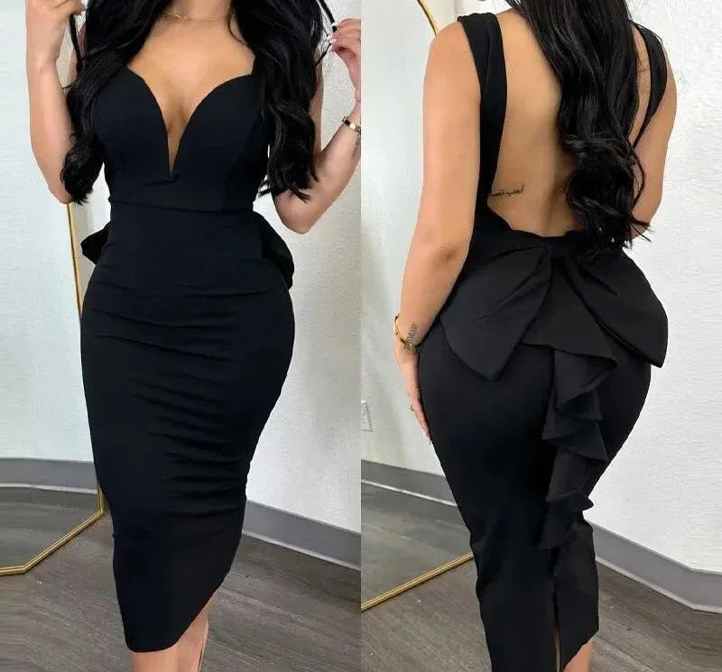 Deep V Split Gown